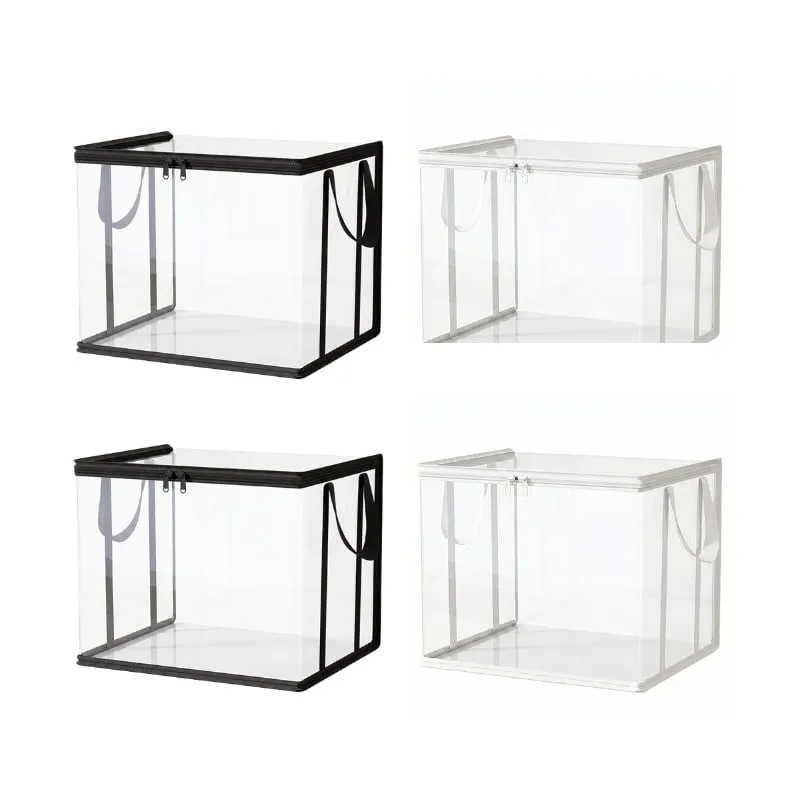 Large Clear Thick Plastic Storage Box with Hinged Lid